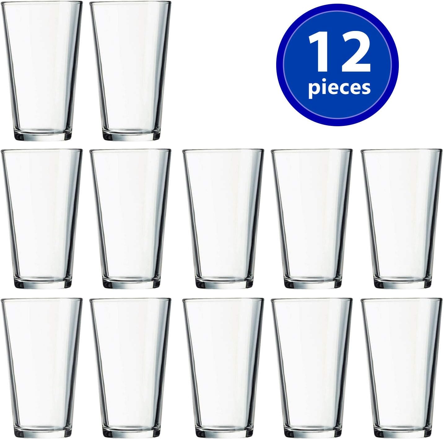 Set of 12 - Drinking Glasses 16 oz Highball Glasses Water Glasses Glass Cups Cup Sets Pint Glasses Beer Glasses Tumblers Bar Glasses Design for Home and Kitchen - Image 7